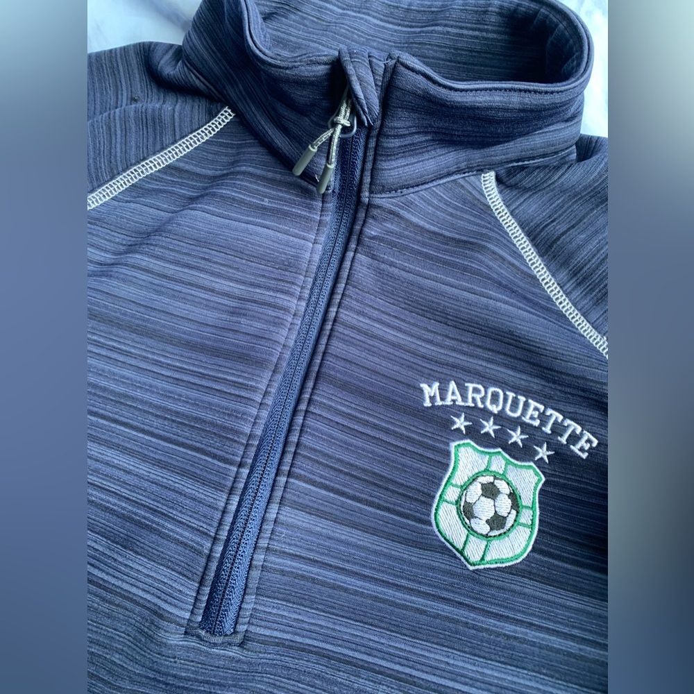 Marquette Soccer quarter zip navy blue thermal lined pullover ⚽️L | Holloway